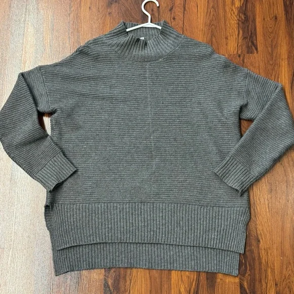 Sweet Romeo Ribbed Knit Sweater L / Grey Relaxed Pullover - Picture 2 of 6